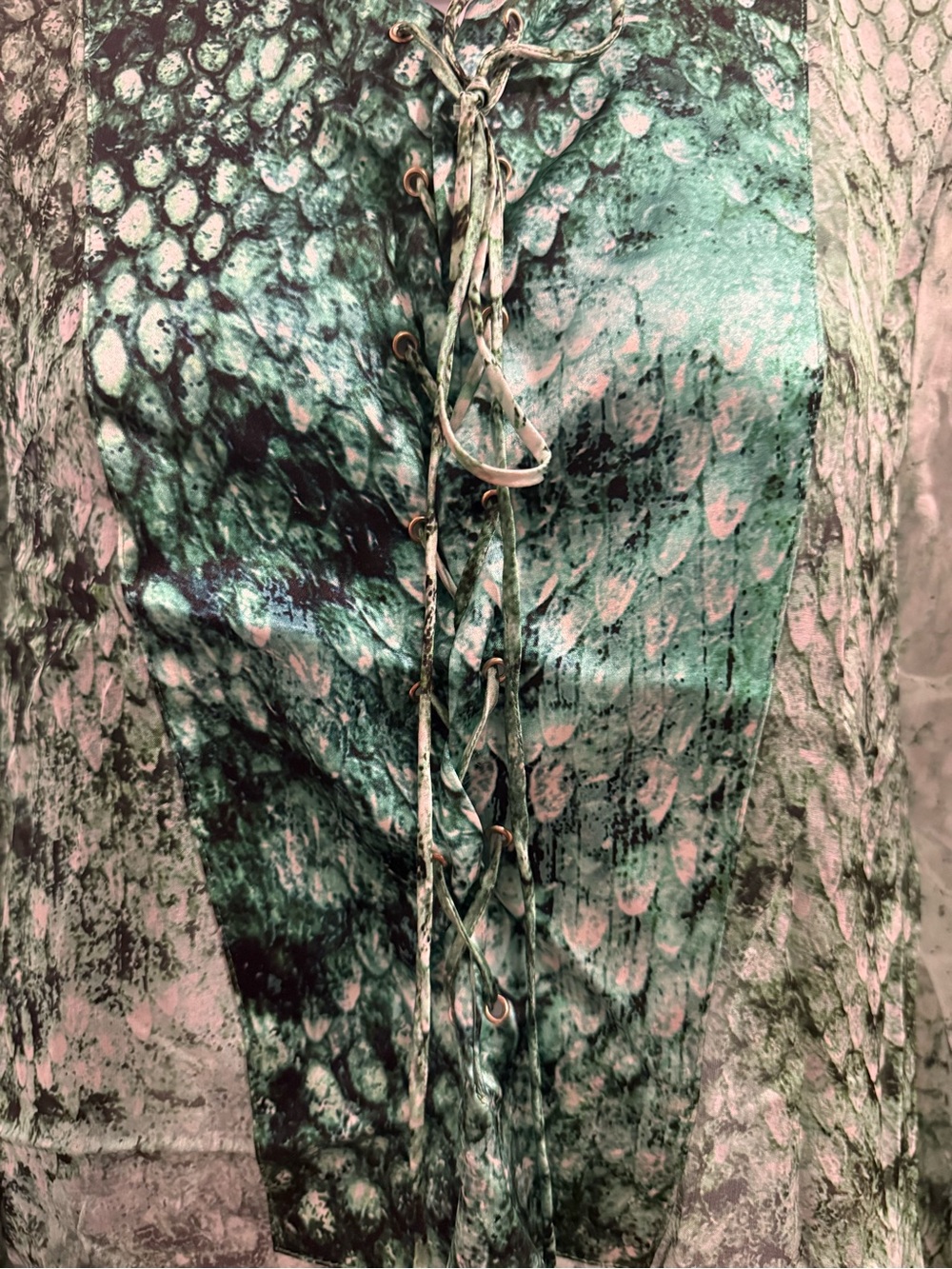 Silvia Tcherassi Green Snake-Print Bell Sleeve Tunic - Medium - NWT - Picture 5 of 7